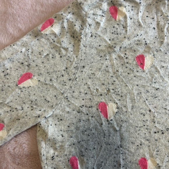 Talbots Gray Cashmere Sweater with Pink Accents - Picture 4 of 9